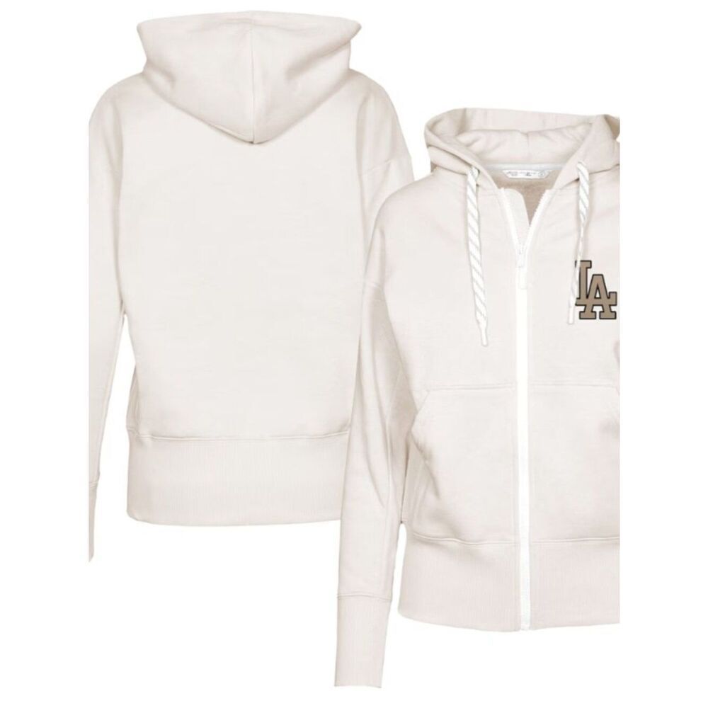 NWT Levelwear Los Angeles Dodgers Khaki Gardinia Full-Zip Hoodie in Size S